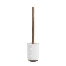 Escobilla de baño de poliresina y madera de acacia en blanco y marrón, 10 x 10 x 46 cm | Stripes