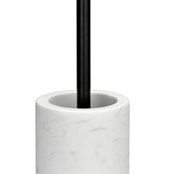 White Marble Effect Ceramic Toilet Brush / Stainless Steel, Ø10x43cm