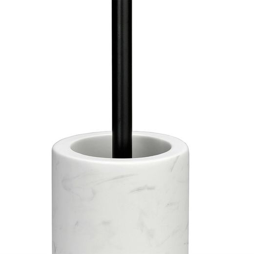 White Marble Effect Ceramic Toilet Brush / Stainless Steel, Ø10x43cm