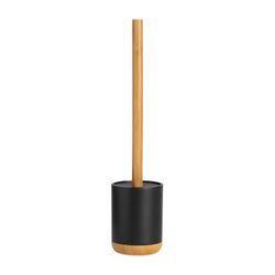 Black polyresin and bamboo bathroom set, 4 pieces