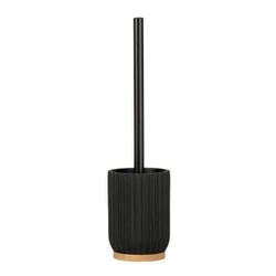 Black polyresin and wood bathroom set, 4 pieces | Shell