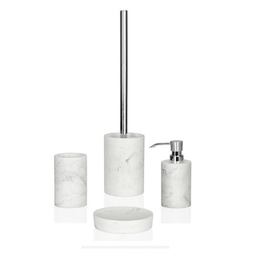 Wit en zilver marmeren badkamerset