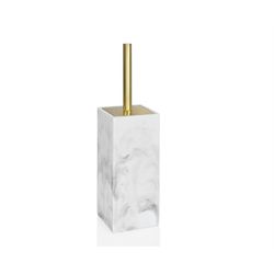 Escova de toalete retangular com efeito de mármore, 8 x 8 x 33 cm