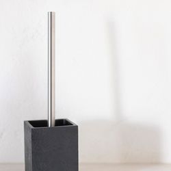 Toilettenbürste mit Schiefereffekt, schwarz / silber, 9,5 x 9,5 x 36,5 cm