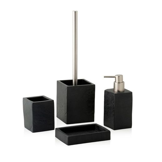 Toilettenbürste mit Schiefereffekt, schwarz / silber, 9,5 x 9,5 x 36,5 cm