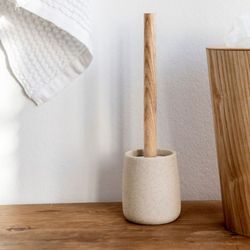 Szczotka toaletowa wykonana z piaskowca i drewna jesionowego, Ø 10 x 36 cm | Sandstone
