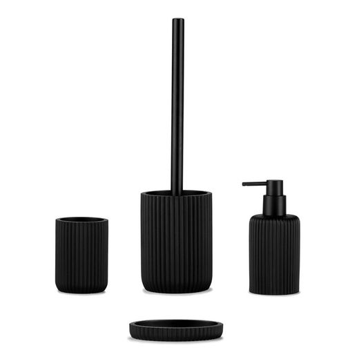 Set de bain Stripes Noir, 4 pièces