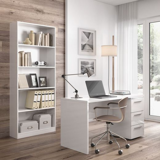 Skrivbord med 3 lådor i vitt, 138 x 60 x 74 cm