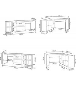 Desk with white/grey wooden base, 136x139x74 cm | OFFICE