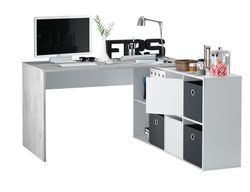 Desk with white/grey wooden base, 136x139x74 cm | OFFICE