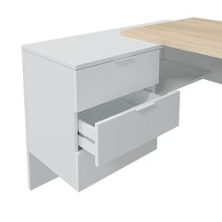 Desk with natural/white wood base, 145x102x73 cm | OFFICE