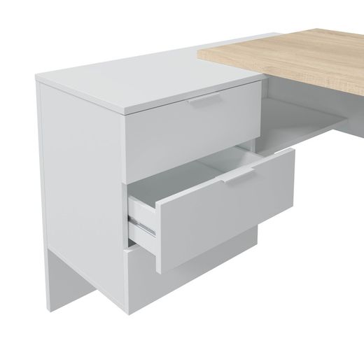 Desk with natural/white wood base, 145x102x73 cm | OFFICE