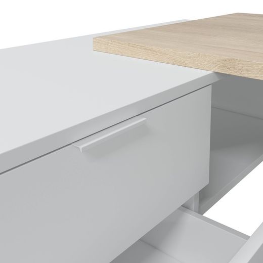 Desk with natural/white wood base, 145x102x73 cm | OFFICE