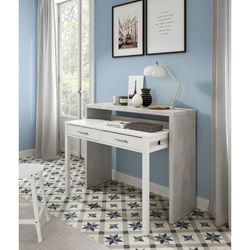 Γραφείο κύλισης σε λευκό και μπετόν, 99 x 36 x 88 cm