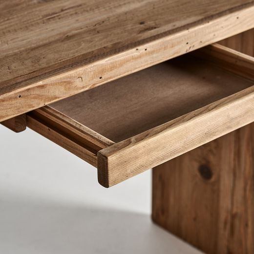 Crissey skrivbord av återvunnet furu i natur, 105 x 48 x 75 cm