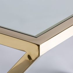 Mesa de vidro e aço Steyrling dourado/espelhado, 120x60x75cm