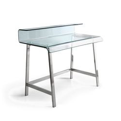Lot de 1 bureau en verre et 1 chaise blanche