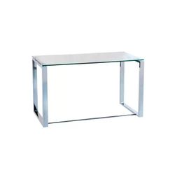Secretária de vidro transparente e prateado, 120 x 60 x 73 cm | Benetto