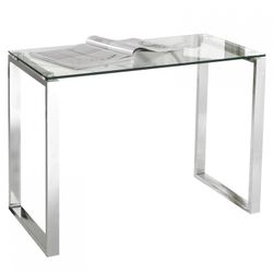 Transparent/silver glas och metall skrivbord, 100 x 50 x 73 cm | Benedikt