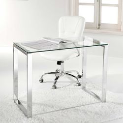 Transparent/silver glas och metall skrivbord, 100 x 50 x 73 cm | Benedikt