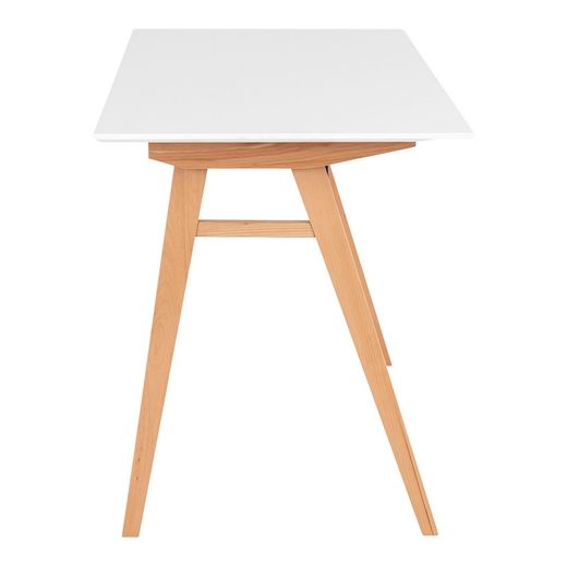 Skrivbord i vitt och naturgummiträ, 120 x 60 x 75 cm | Vojens