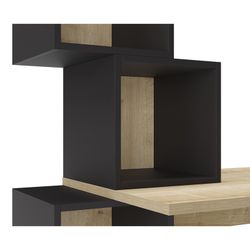 Secretária de madeira em carvalho e preto, 153,6 x 60 x 143 cm | Cúbico