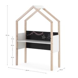 Holzschreibtisch in Natur und Weiß, 100 x 40 x 155 cm | Roxana