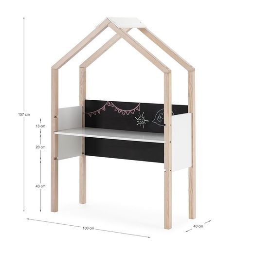 Holzschreibtisch in Natur und Weiß, 100 x 40 x 155 cm | Roxana