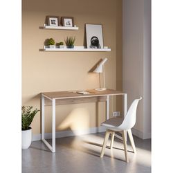 Scrivania in legno e metallo, naturale e bianco, 110 x 60 x 75 cm | Inna