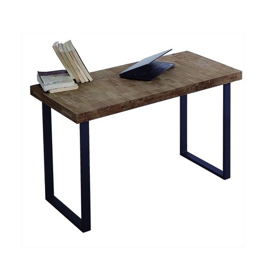 Mörk natur/svart trä och metall skrivbord, 120 x 60 x 73 cm | Naturlig