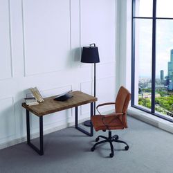 Mörk natur/svart trä och metall skrivbord, 120 x 60 x 73 cm | Naturlig