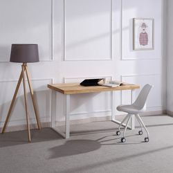 Natural/white wood and metal desk, 120 x 60 x 73 cm | Natural