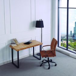 Natural/black wood and metal desk, 120 x 60 x 73 cm | Natural