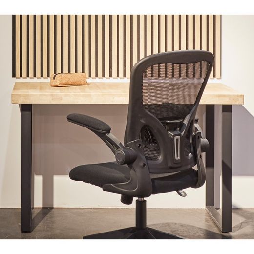 Γραφείο από φυσικό/μαύρο ξύλο και μέταλλο, 120 x 60 x 73 cm | Φυσικός