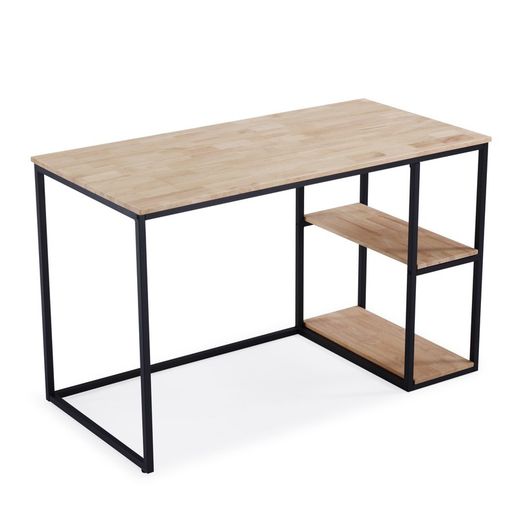 Scrivania in legno naturale/nero e metallo, 120 x 60 x 75 cm Jack