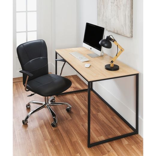 Skrivbord i natur/svart trä och metall, 120 x 60 x 75 cm | Mina
