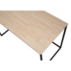 Secretária em madeira natural/preta e metal, 120 x 60 x 75 cm | Minha