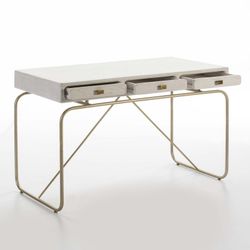 Mesa de metal dourado e madeira, 120x60x76 cm