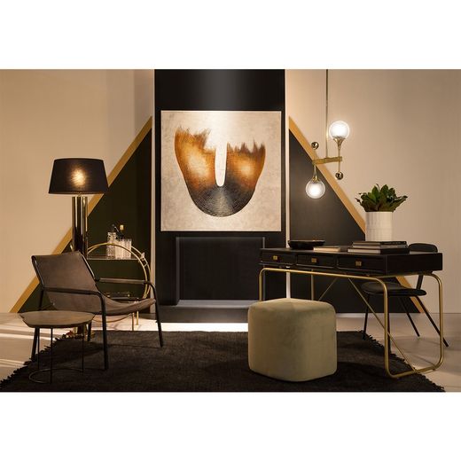 Skrivbord i guld och trä, 120x60x76 cm