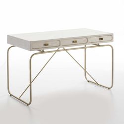 Mesa de metal dourado e madeira, 120x60x76 cm
