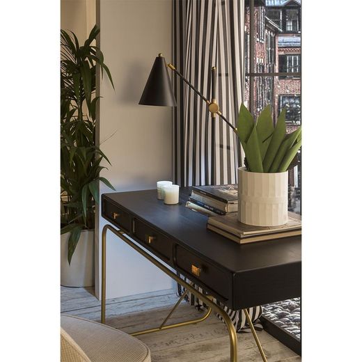 Skrivbord i guld och trä, 120x60x76 cm