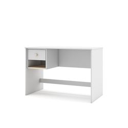 Secretária pinho branco e natural, 110 x 55 x 75 cm | Esteban