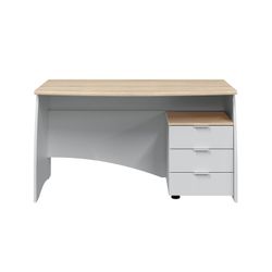 Scrivania in legno bianco/naturale, 136x67x74 cm | STILE