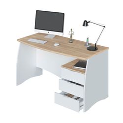 Scrivania in legno bianco/naturale, 136x67x74 cm | STILE