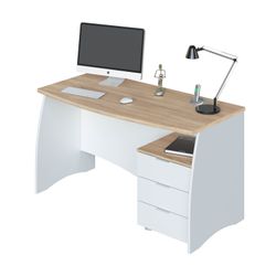 Scrivania in legno bianco/naturale, 136x67x74 cm | STILE