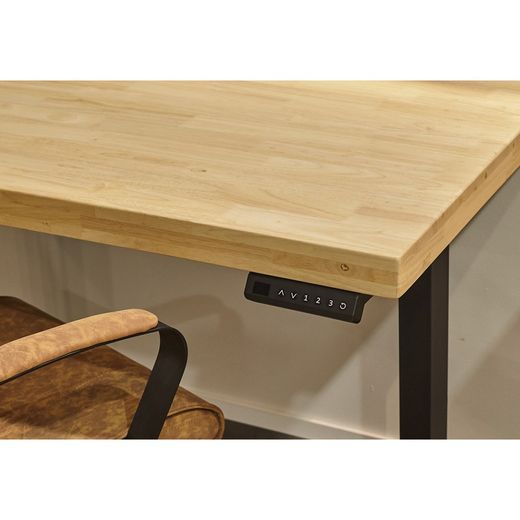 Motordrivet lyftbord av ek och metall i natur och svart, 140 x 70 x 76 - 120 cm | Bås