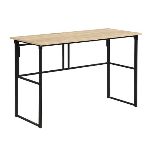 Escritorio plegable de madera y metal en natural y negro, 120 x 50 x 75 cm | Fold