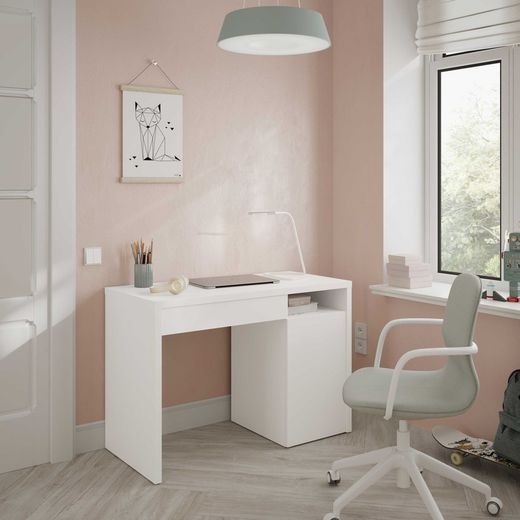 Bureau en bois blanc réversible, 108 x 50 x 75 cm | RUISSEAU