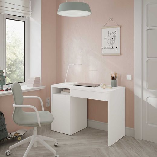 Bureau en bois blanc réversible, 108 x 50 x 75 cm | RUISSEAU