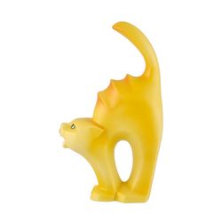 Skulptur in Form einer Porzellankatze in Gelb, 11,2 x 4,8 x 18,9 cm | Überschwängliche Freunde